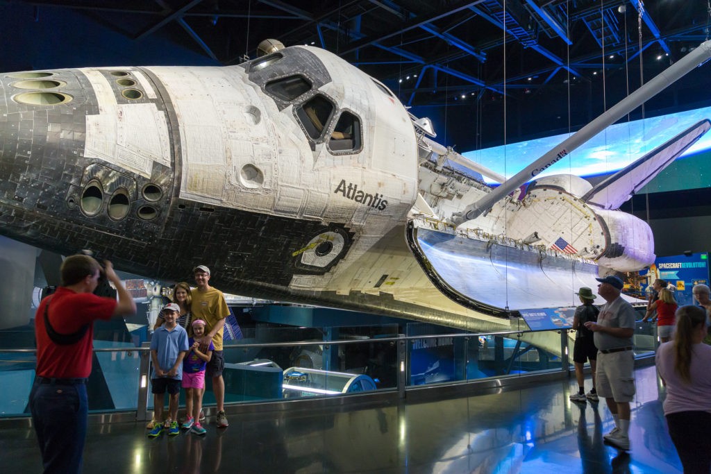 Cape Canaveral, Florida, USA - MARCH 20, 2015: NASA Kennedy Space Center Museum, shuttle Atlantis, a quick walk around