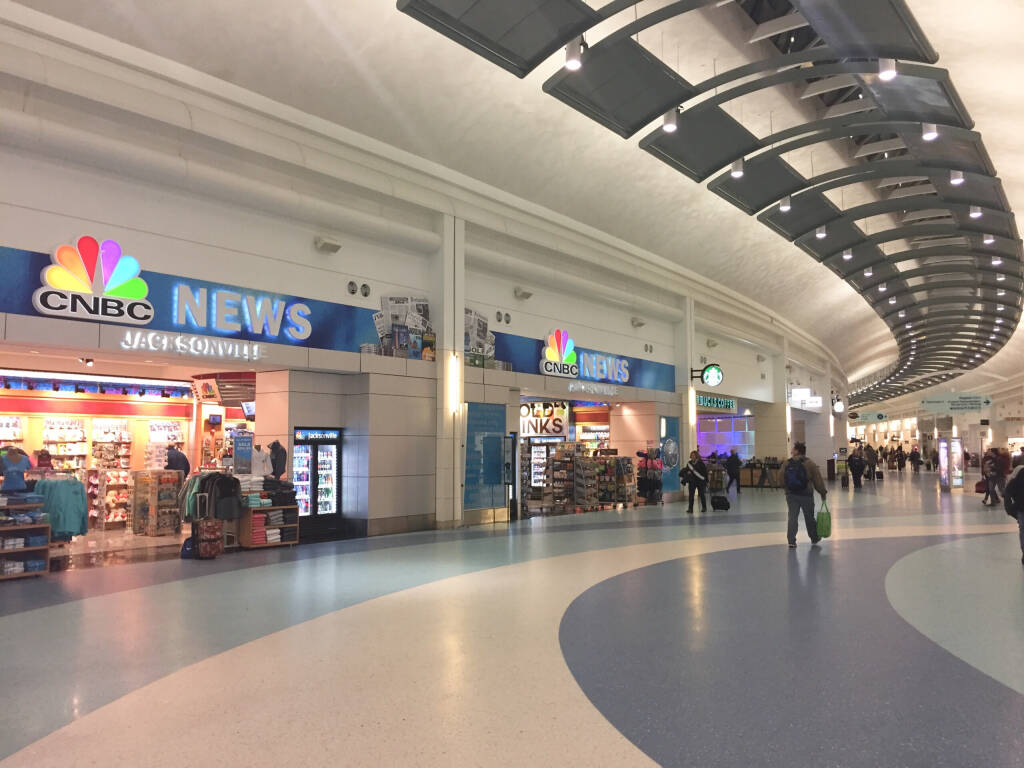 JACKSONVILLE, FLORIDA-JANUARY 15, 2018:  Nearly empty concourse at the Jacksonville International Airport.