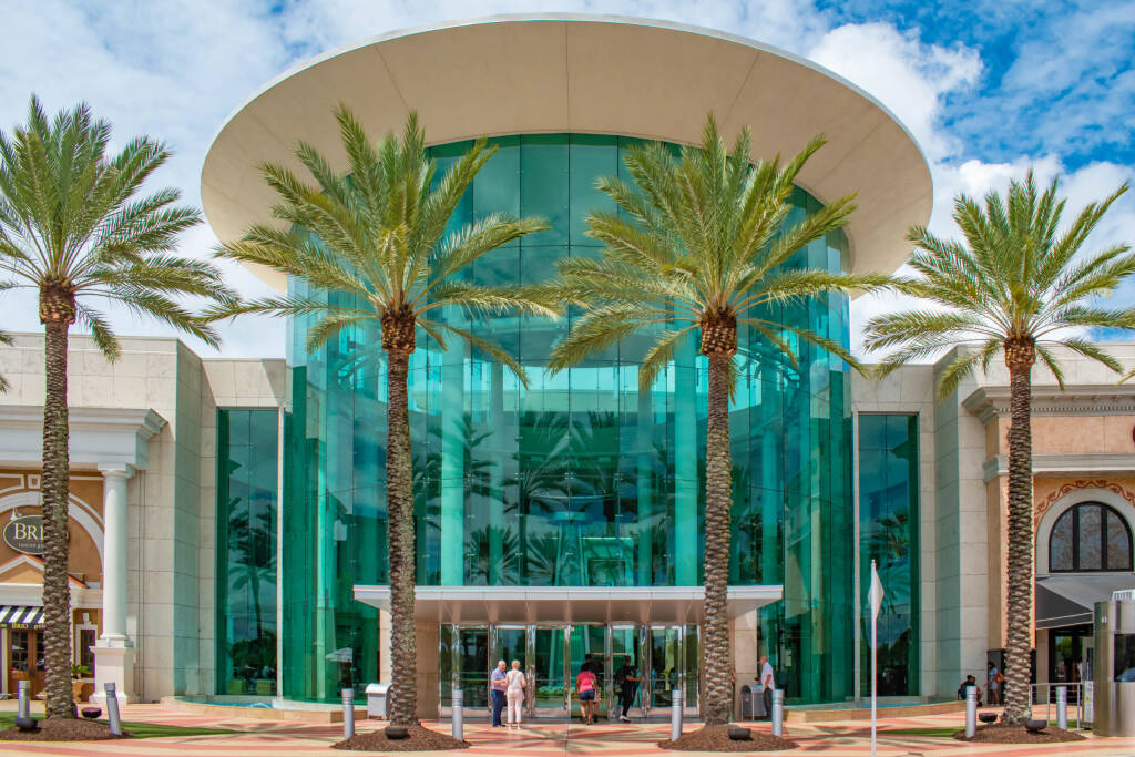 Orlando, Florida. June 6, 2019 . Main entrance to The Mall at Millenia 1