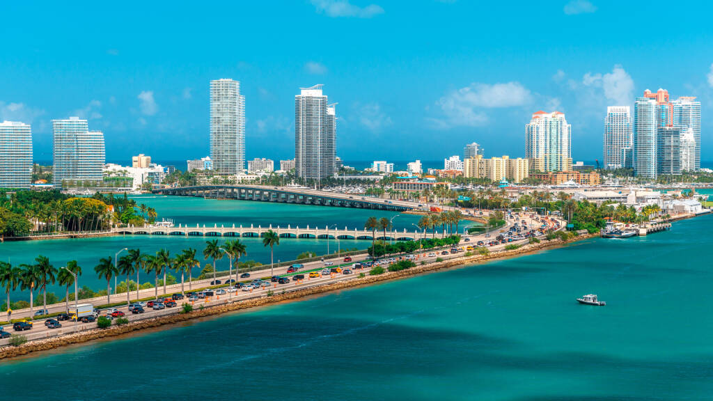 Widok portu Miami, FL, Stany Zjednoczone