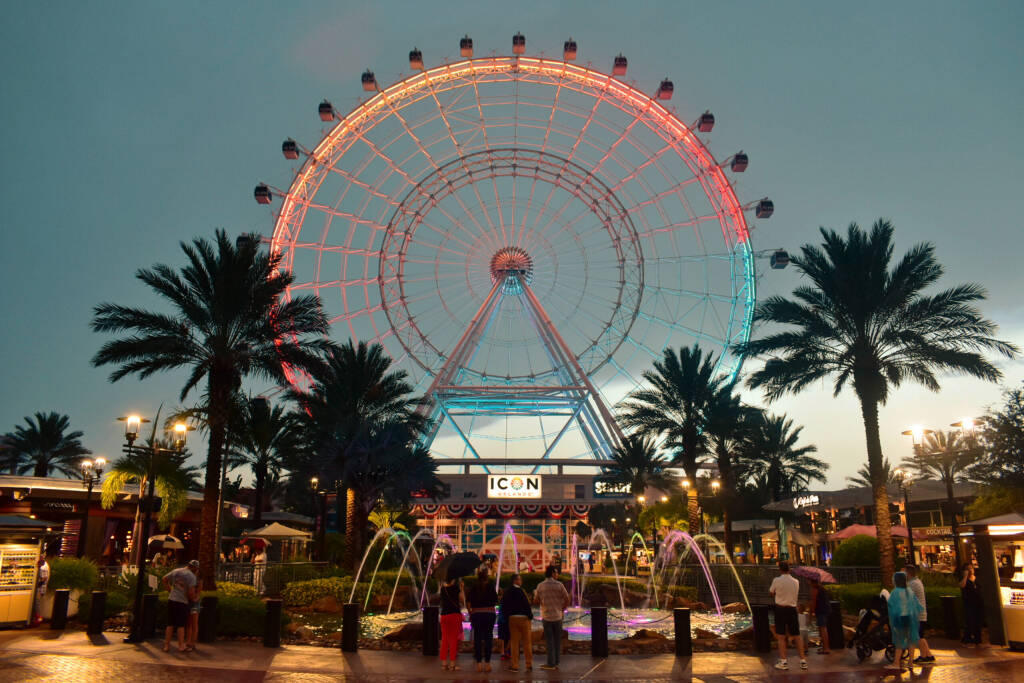 Orlando, Florida; August 13, 2018: The Orlando Eye is a 400 feet tall ferris wheel,  in the heart of International Drive area.