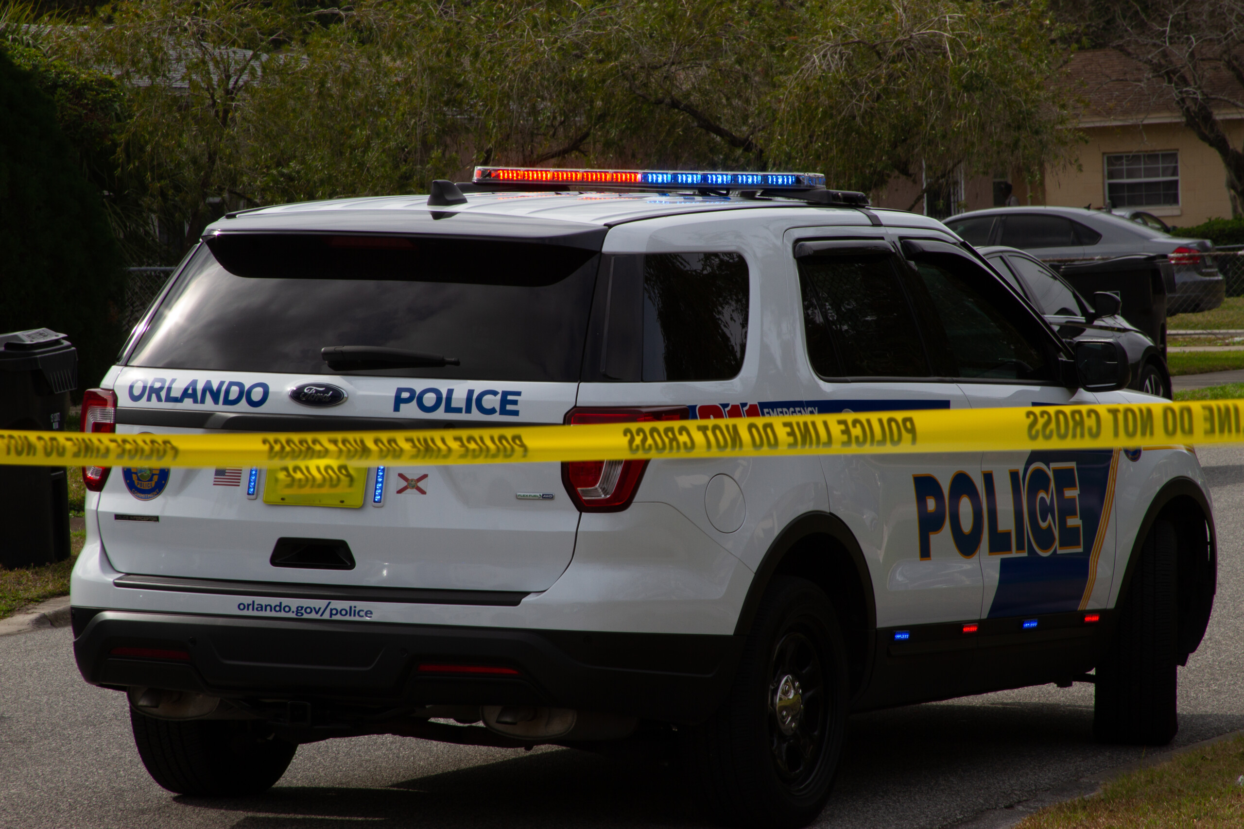 Orlando Florida USA 12 - 27  -2020  City of Orlando Police Cruisers at crime scene