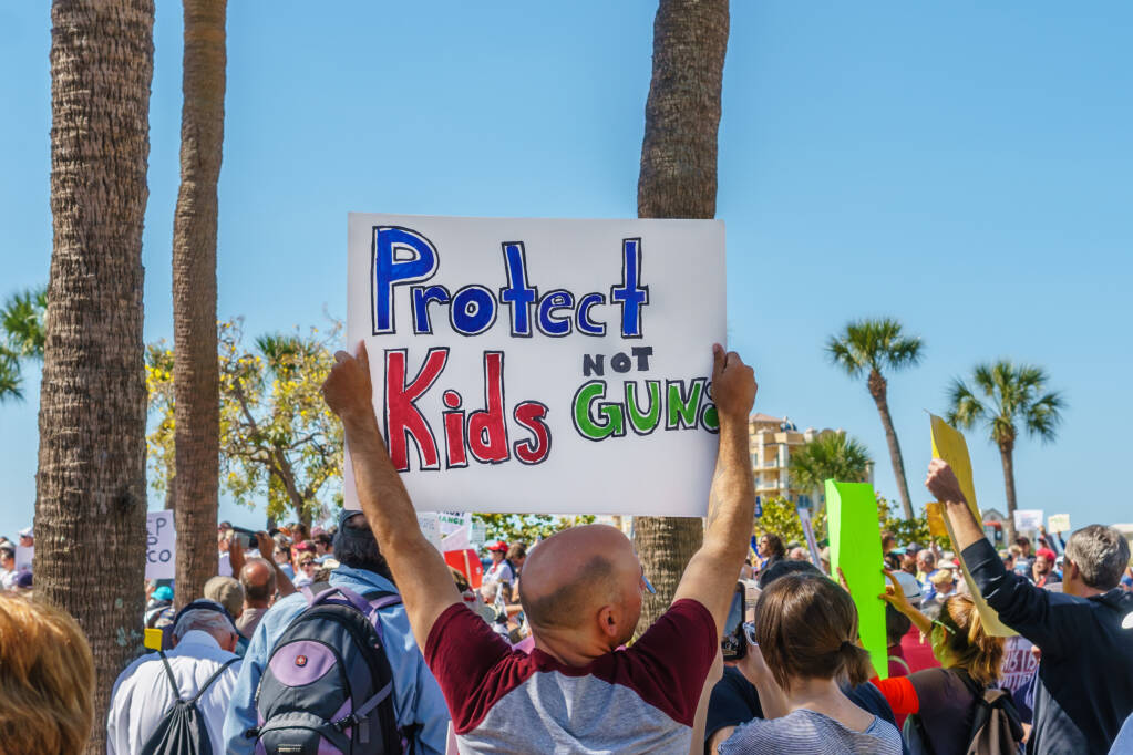 Sarasota, FL/US -March 24, 2018 - Protesters gather at the student-led protest March For Our Lives demanding government action on gun control following the mass shooting in Parkland, Florida.