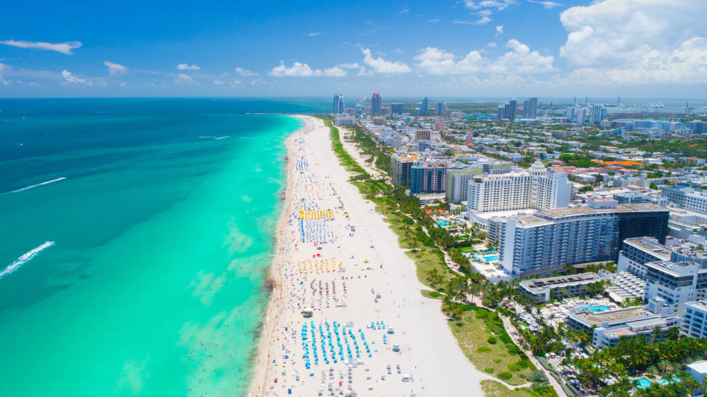 Widok z lotu ptaka Miami Beach, South Beach, Floryda, USA.
